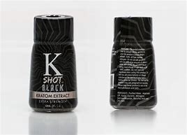 front view of K shot black kratom extract shot